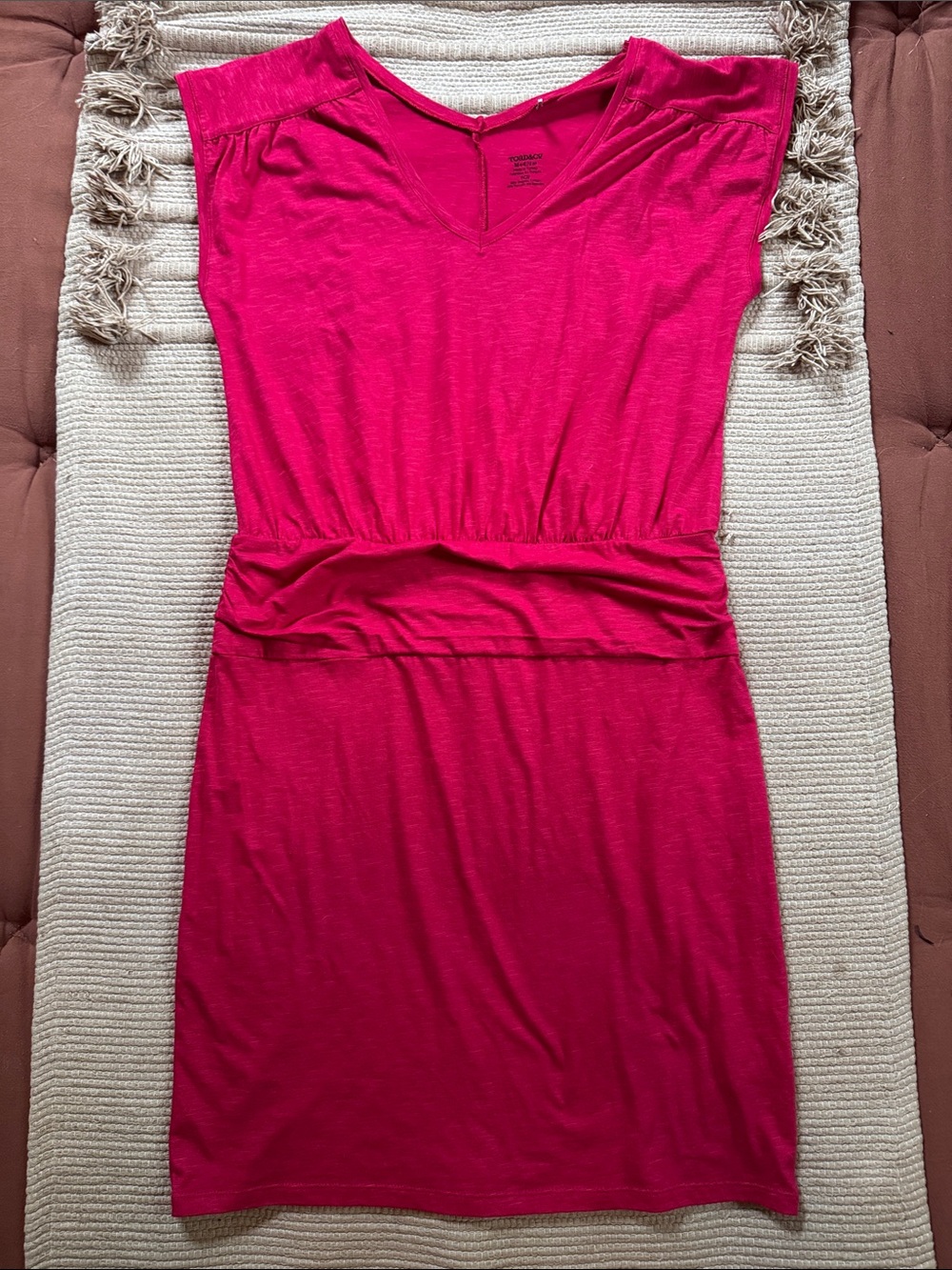 Toad&Co Zeta dress short rasberry red organic cotton tencel like new womens M